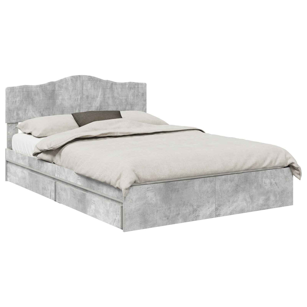 Aufbewahrungsbett Beton Grau 150 x 200 cm Holzwerkstoff