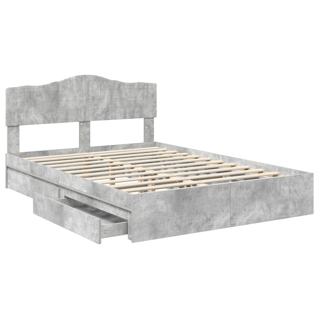 Aufbewahrungsbett Beton Grau 150 x 200 cm Holzwerkstoff