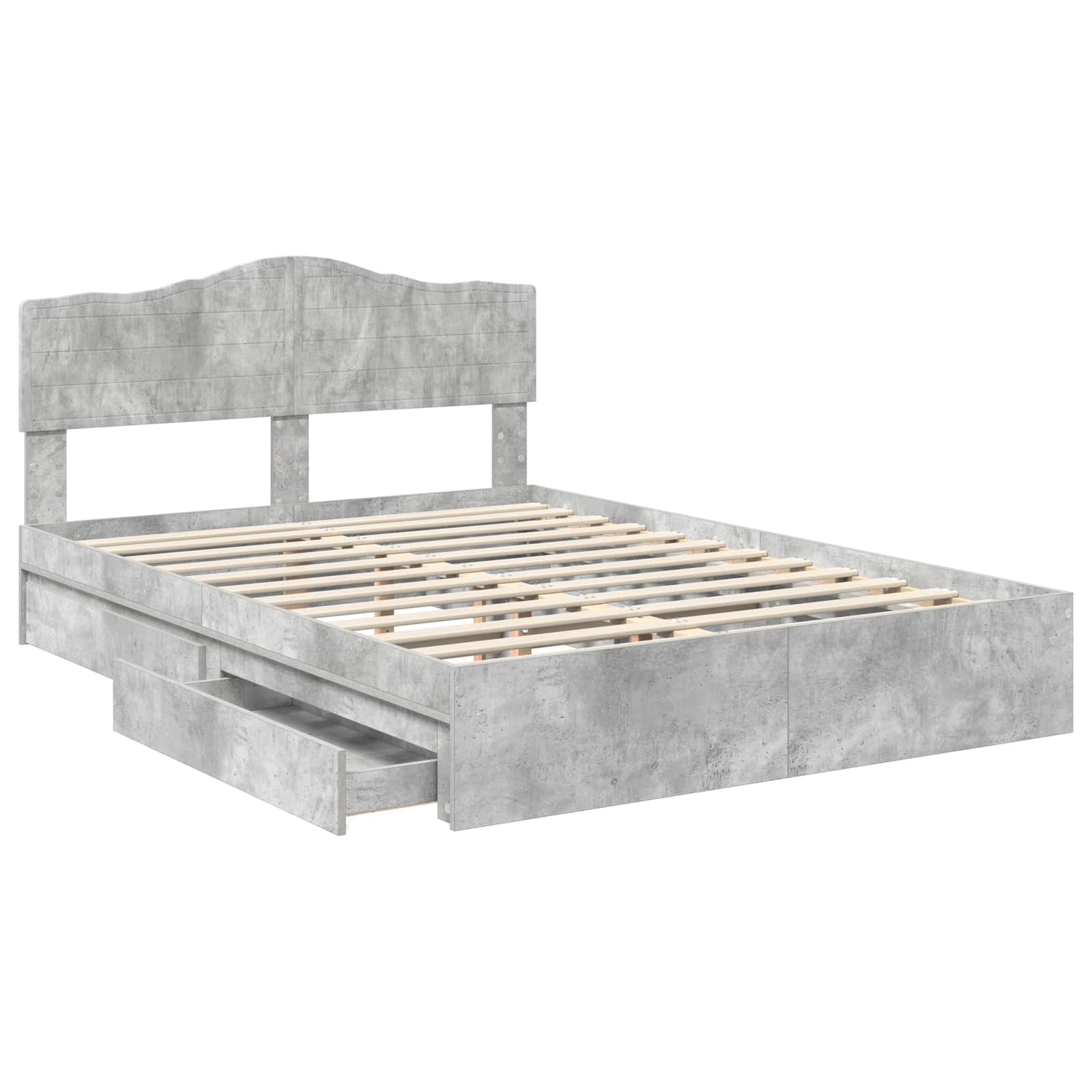 Aufbewahrungsbett Beton Grau 150 x 200 cm Holzwerkstoff