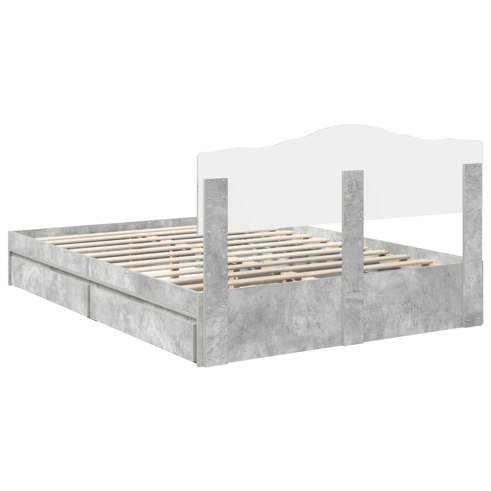 Aufbewahrungsbett Beton Grau 150 x 200 cm Holzwerkstoff