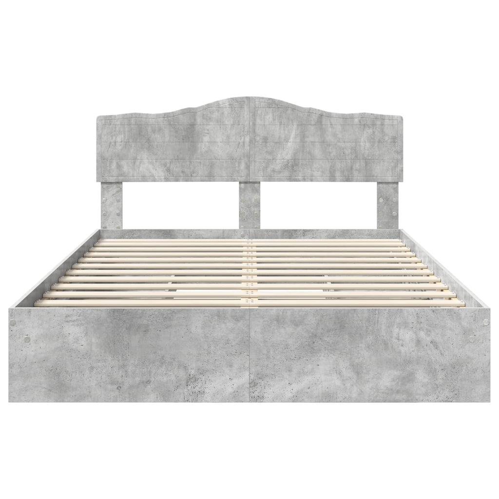 Aufbewahrungsbett Beton Grau 150 x 200 cm Holzwerkstoff