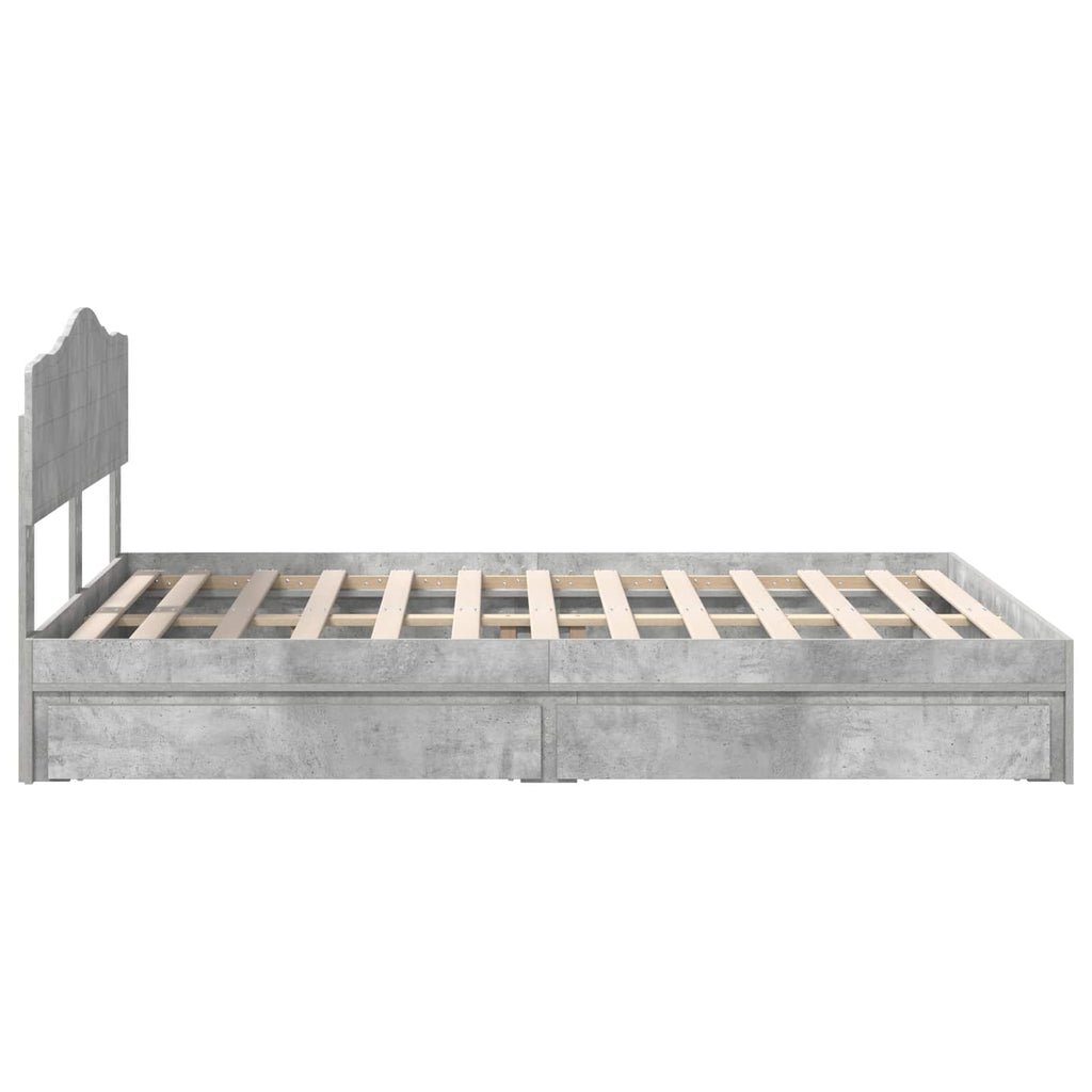 Aufbewahrungsbett Beton Grau 150 x 200 cm Holzwerkstoff