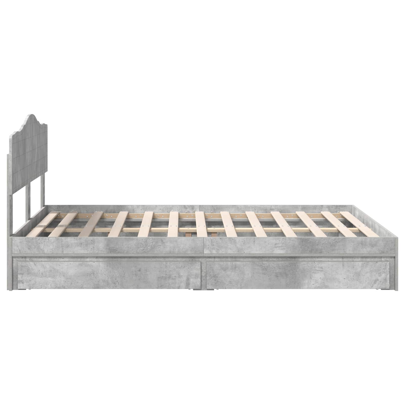 Aufbewahrungsbett Beton Grau 150 x 200 cm Holzwerkstoff