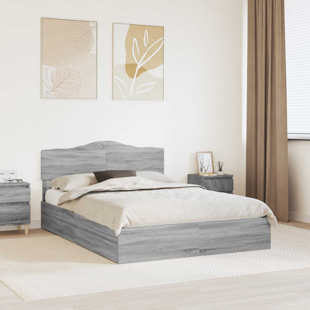 Aufbewahrungsbett Graues Sonoma 150 x 200 cm Holzwerkstoff