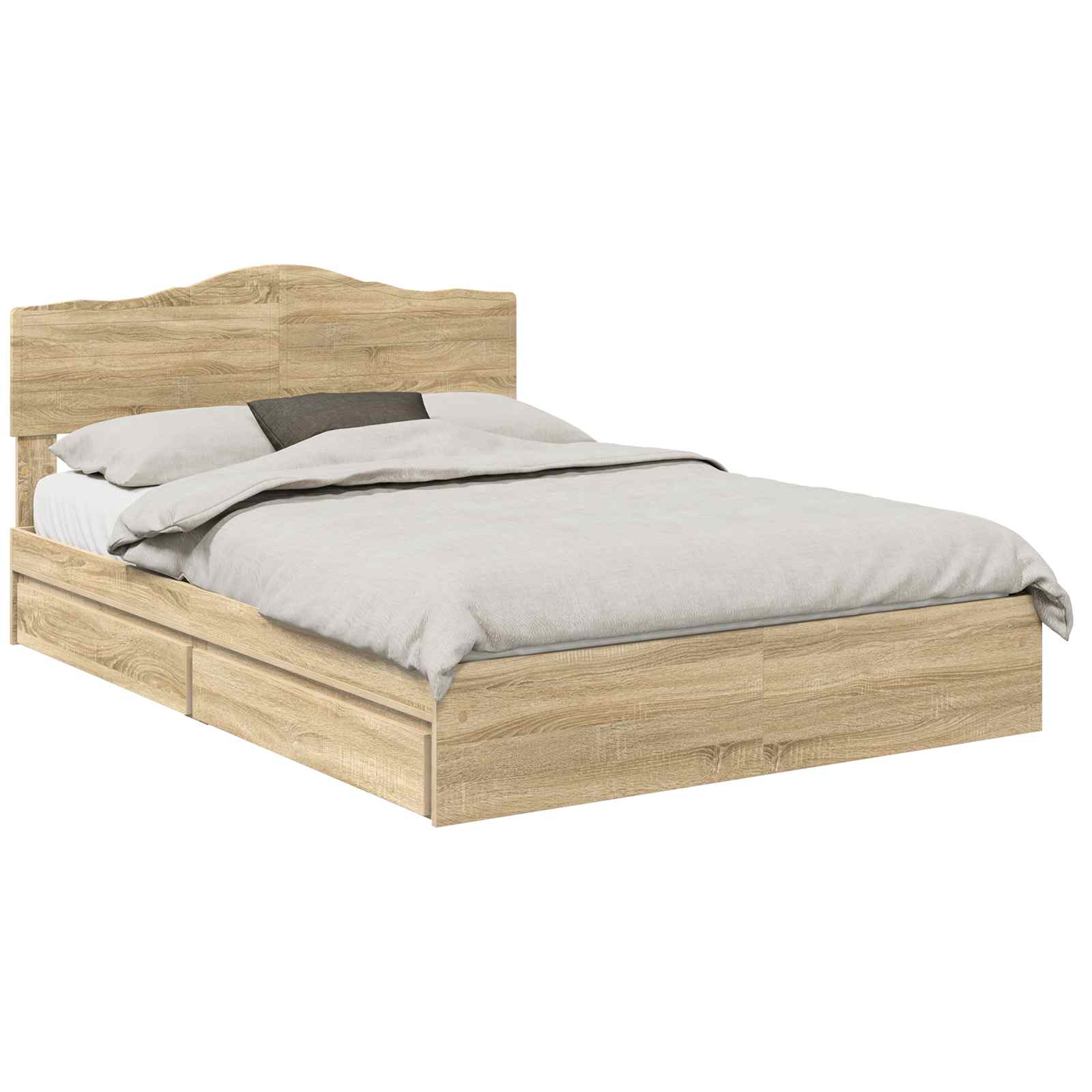 Aufbewahrungsbett Sonoma-Eiche 140 x 190 cm Holzwerkstoff