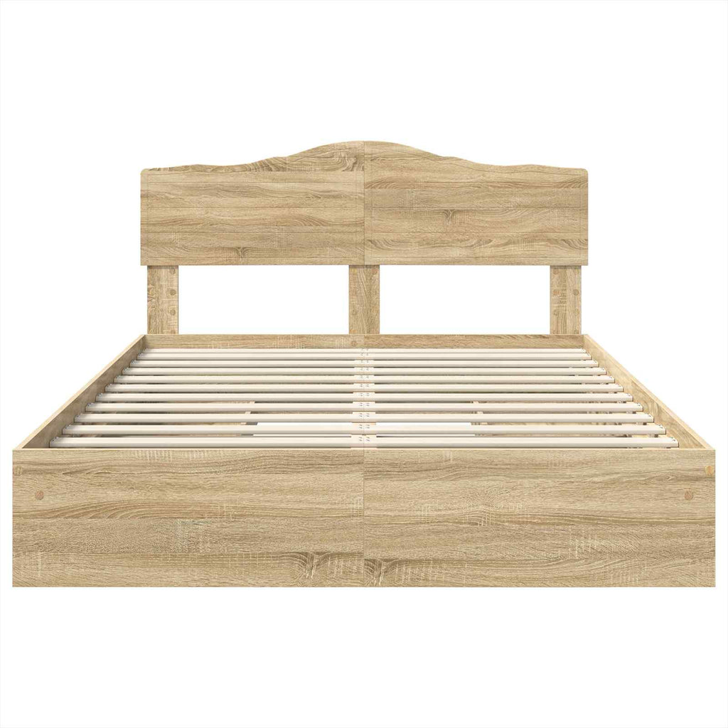 Aufbewahrungsbett Sonoma-Eiche 140 x 190 cm Holzwerkstoff