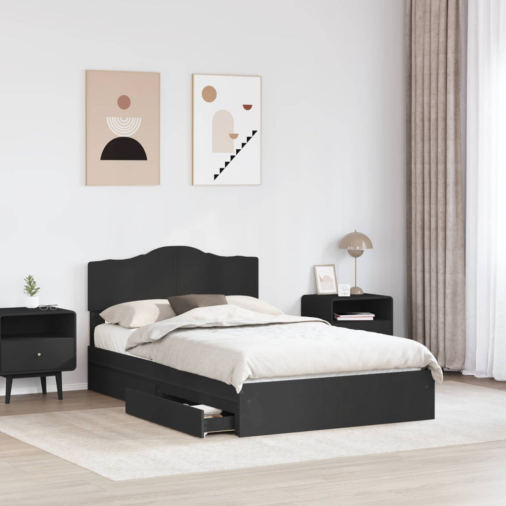 Aufbewahrungsbett Schwarz 135 x 190 cm Holzwerkstoff