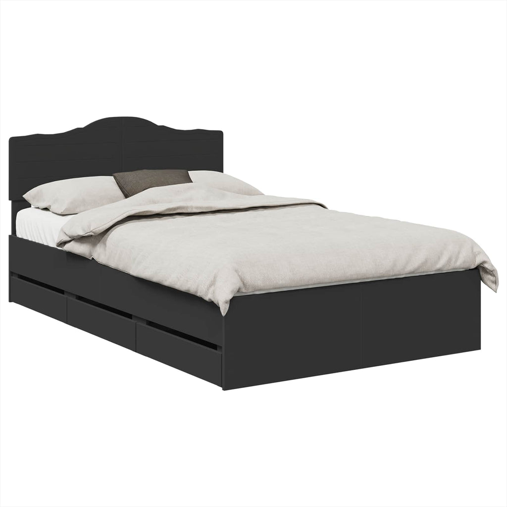Aufbewahrungsbett Schwarz 135 x 190 cm Holzwerkstoff