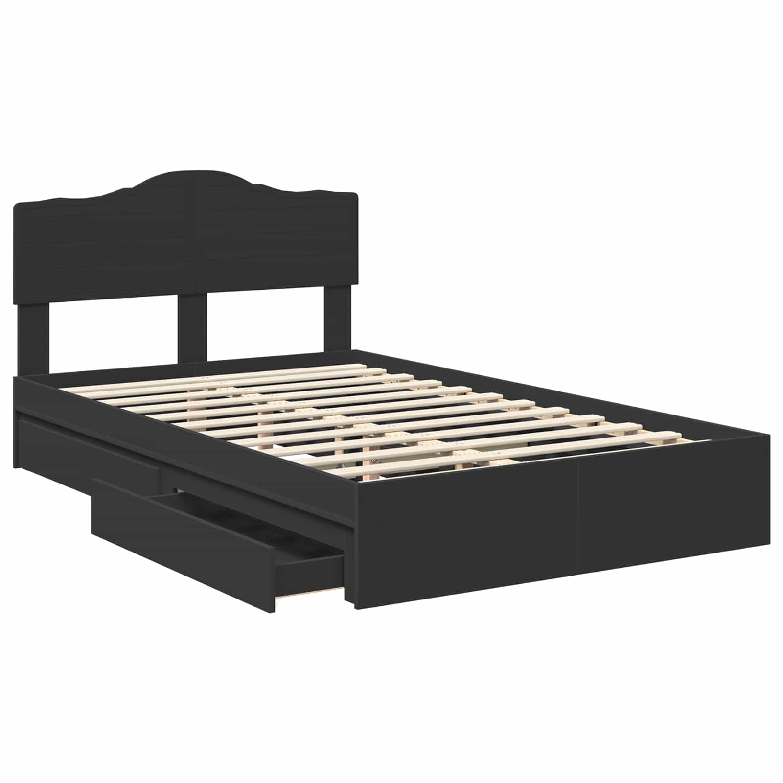 Aufbewahrungsbett Schwarz 135 x 190 cm Holzwerkstoff