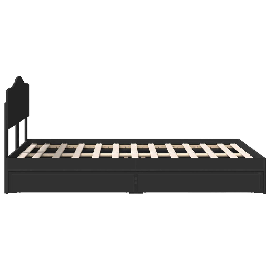 Aufbewahrungsbett Schwarz 135 x 190 cm Holzwerkstoff