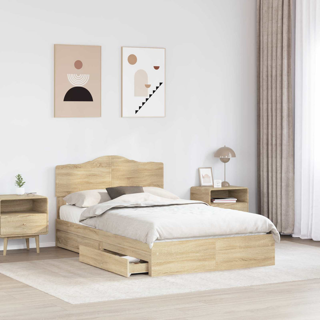 Aufbewahrungsbett Sonoma-Eiche 135 x 190 cm Holzwerkstoff