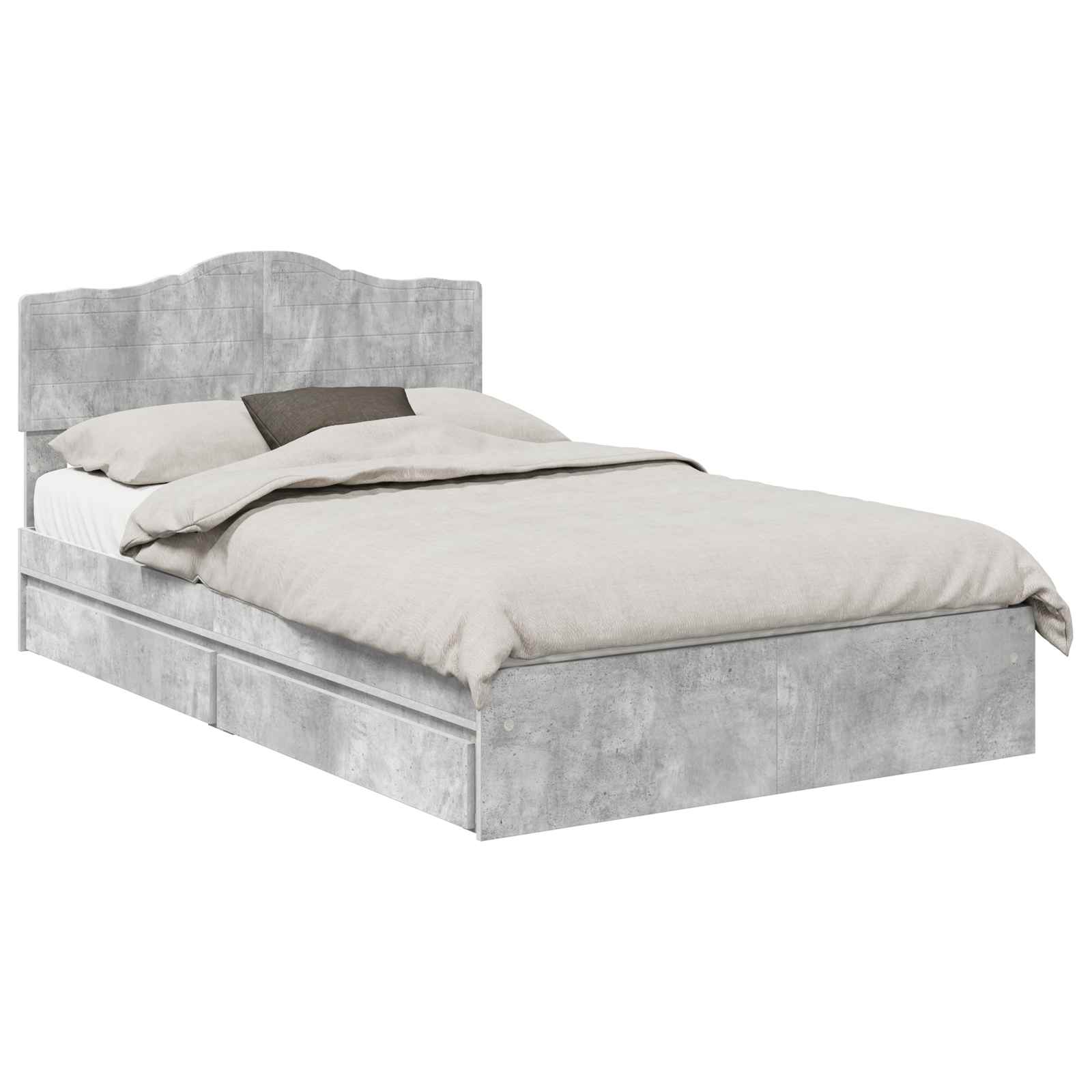 Aufbewahrungsbett Beton Grau 135 x 190 cm Holzwerkstoff
