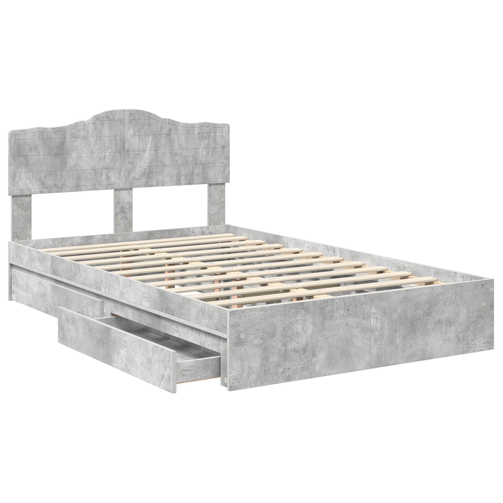 Aufbewahrungsbett Beton Grau 135 x 190 cm Holzwerkstoff