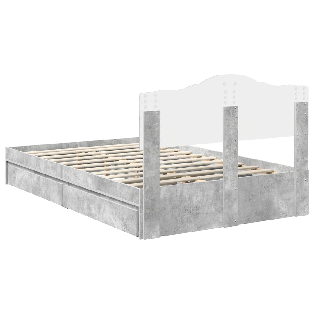 Aufbewahrungsbett Beton Grau 135 x 190 cm Holzwerkstoff