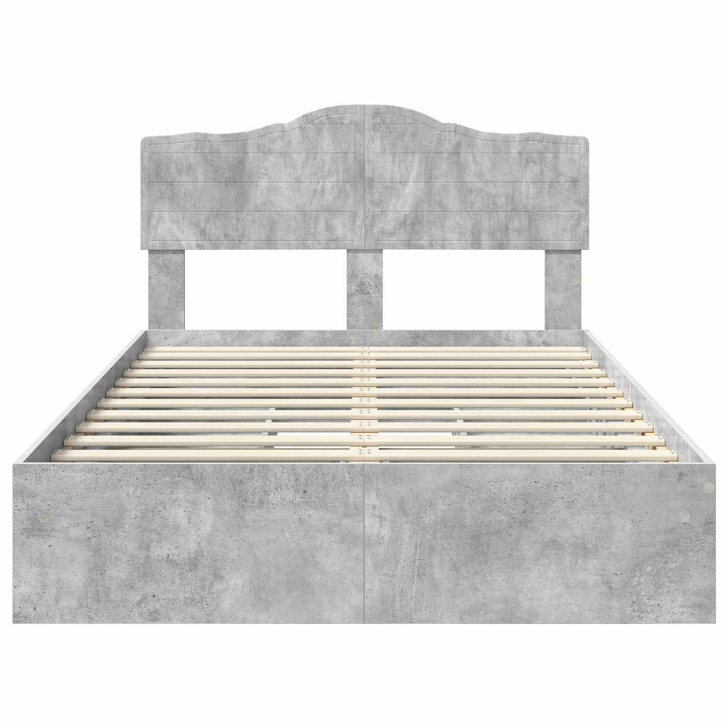 Aufbewahrungsbett Beton Grau 135 x 190 cm Holzwerkstoff