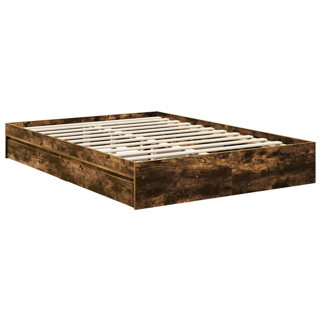Aufbewahrungsbett Geräucherte Eiche 135 x 190 cm Holzwerkstoff