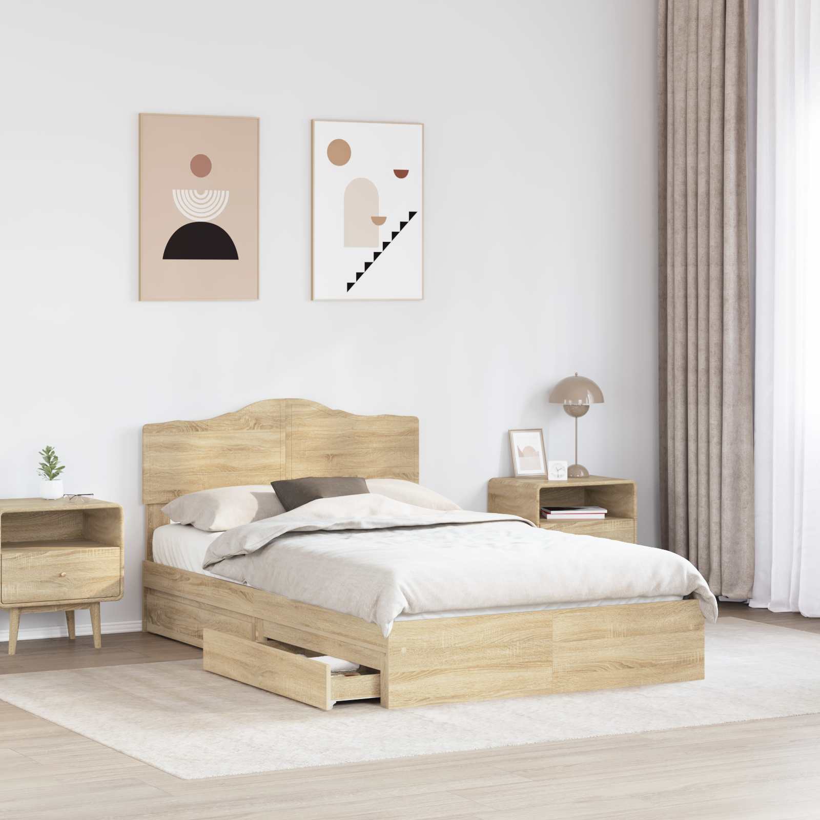 Aufbewahrungsbett Sonoma-Eiche 120 x 200 cm Holzwerkstoff