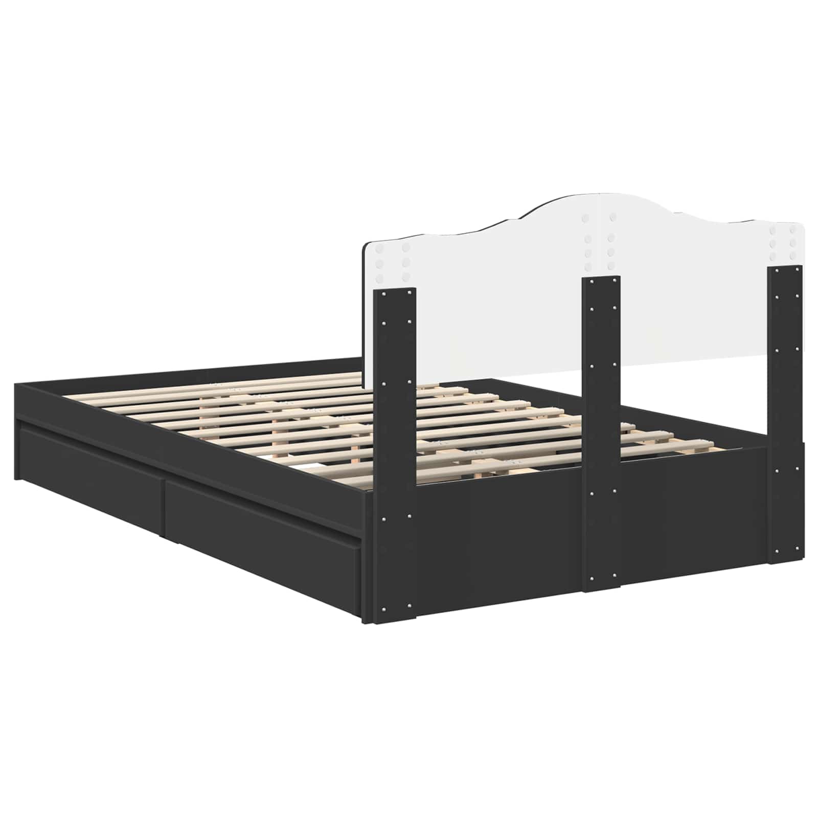 Aufbewahrungsbett Schwarz 120 x 190 cm Holzwerkstoff