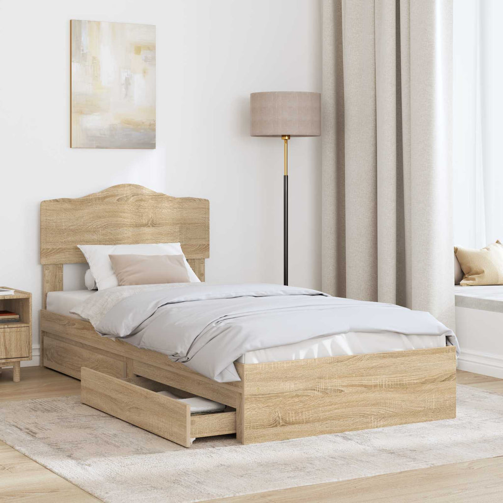 Aufbewahrungsbett Sonoma-Eiche 100 x 200 cm Holzwerkstoff