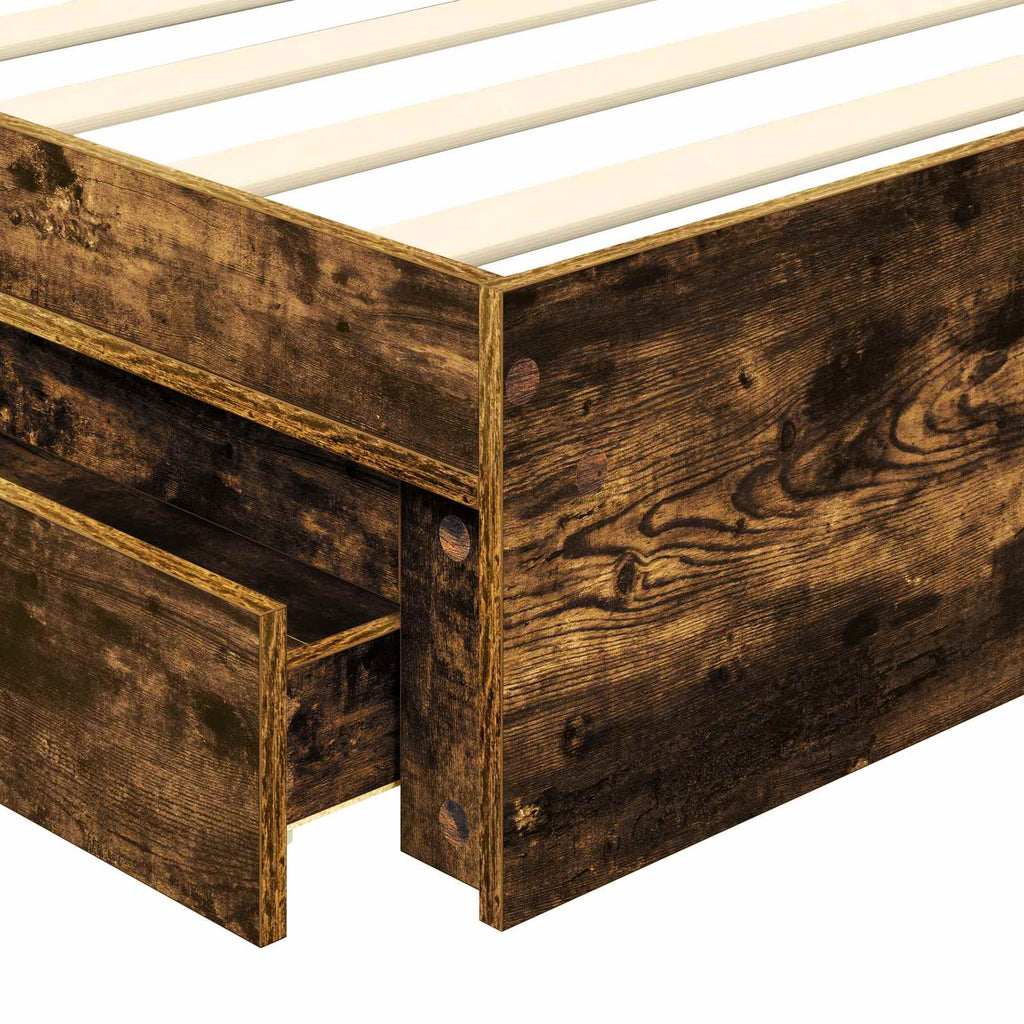Aufbewahrungsbett Geräucherte Eiche 100 x 200 cm Holzwerkstoff