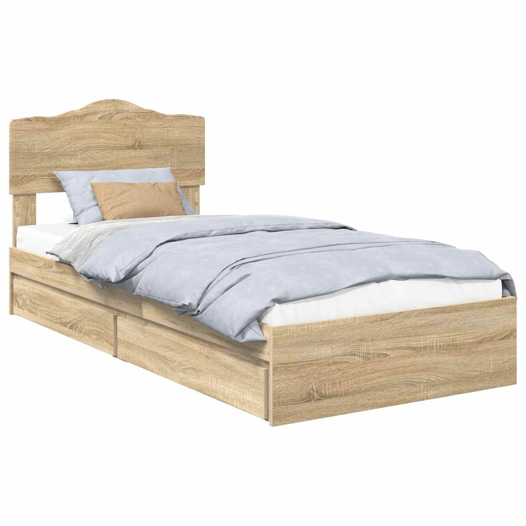 Aufbewahrungsbett Sonoma-Eiche 90 x 200 cm Holzwerkstoff