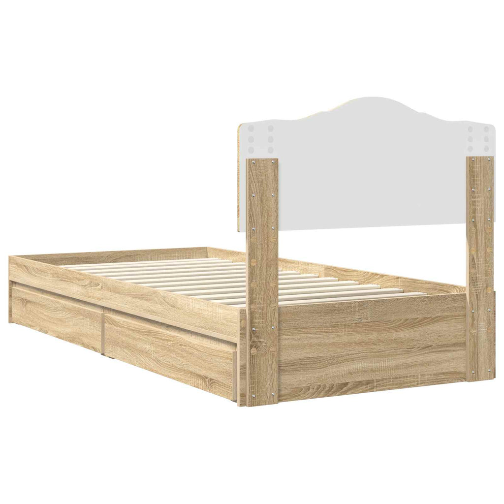 Aufbewahrungsbett Sonoma-Eiche 90 x 200 cm Holzwerkstoff