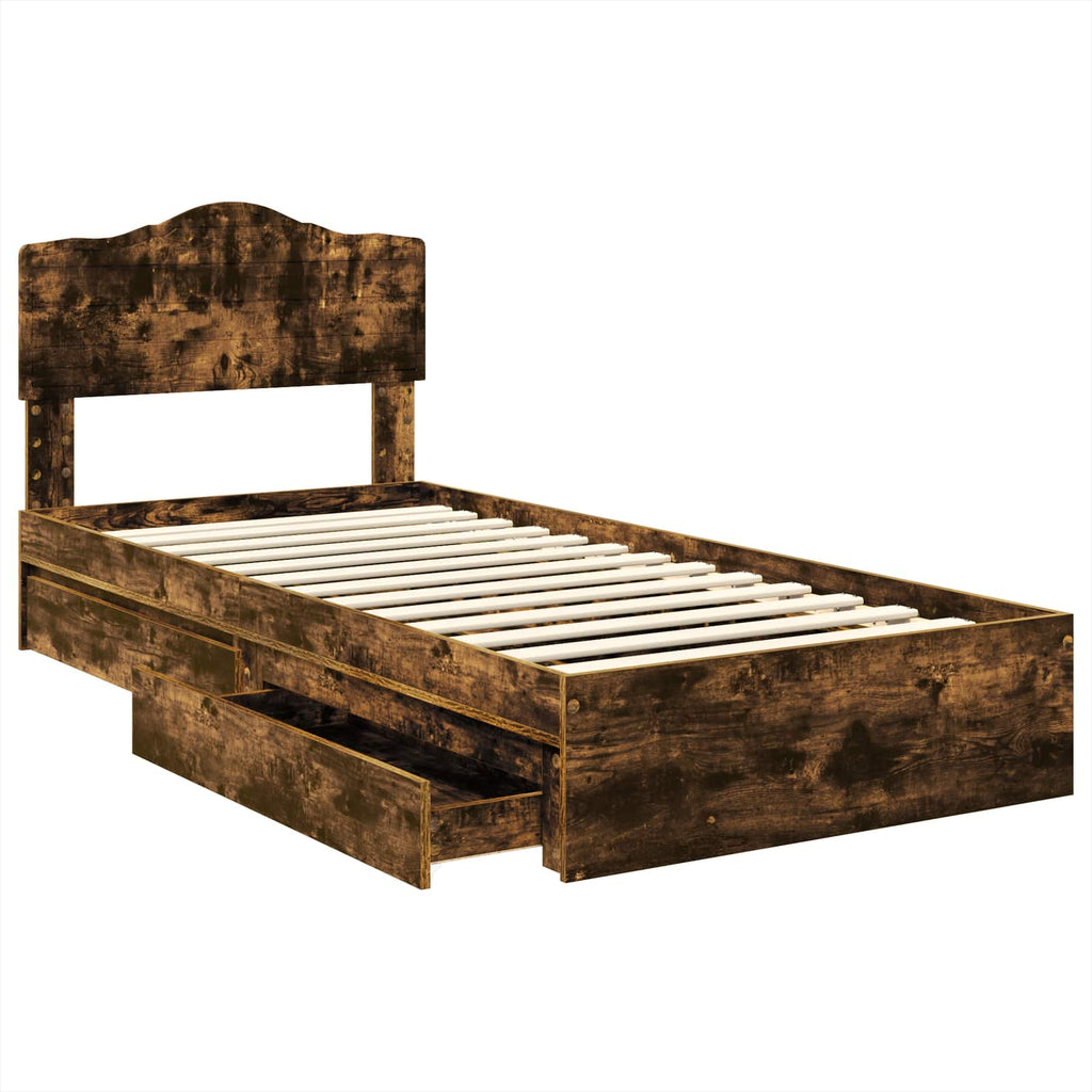 Aufbewahrungsbett Geräucherte Eiche 90 x 200 cm Holzwerkstoff
