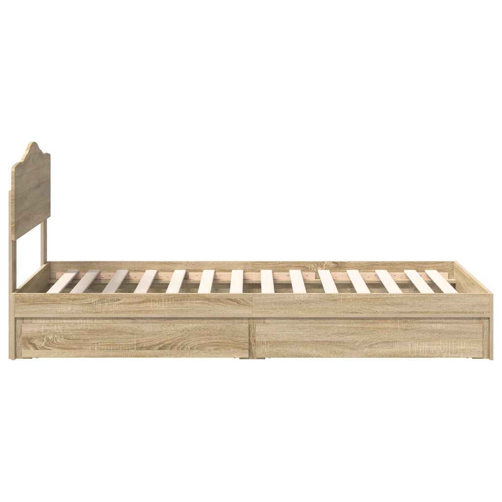 Aufbewahrungsbett Sonoma-Eiche 90 x 190 cm Holzwerkstoff