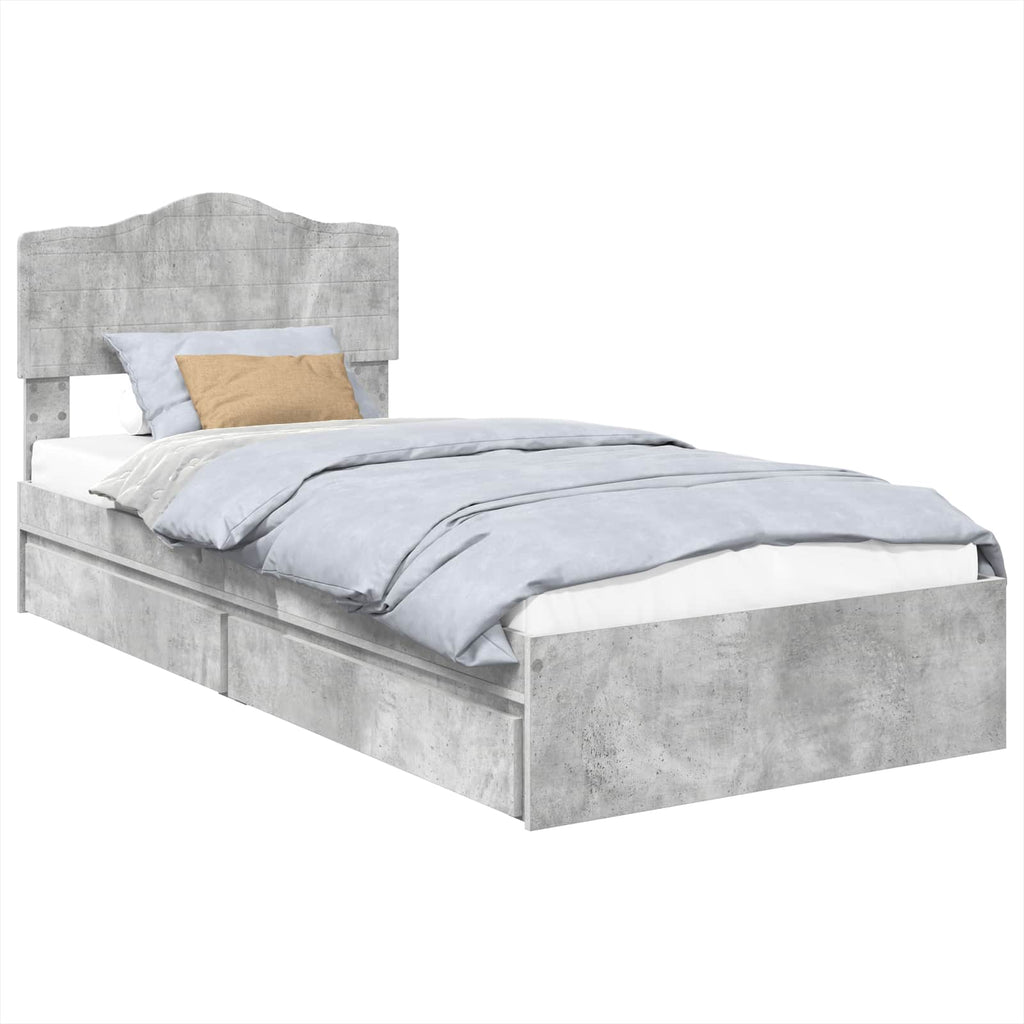 Aufbewahrungsbett Beton Grau 90 x 190 cm Holzwerkstoff