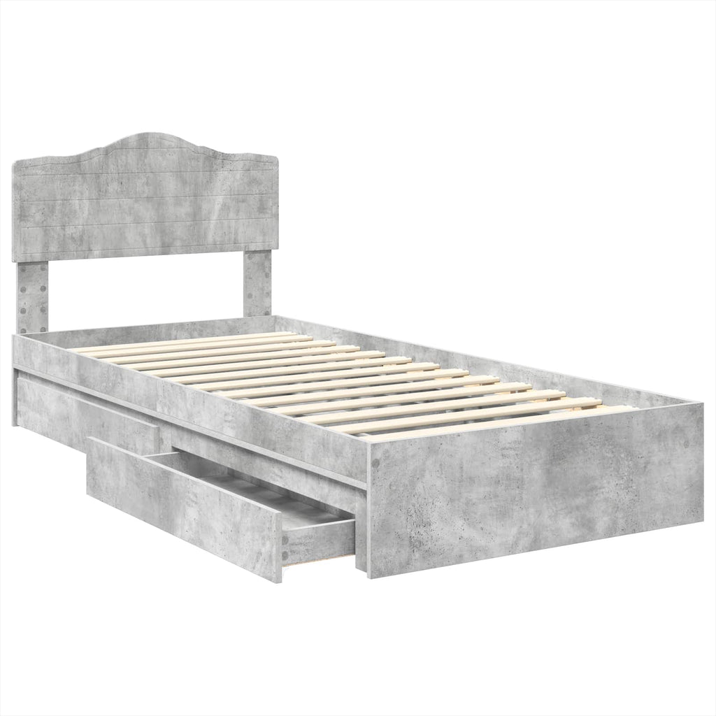 Aufbewahrungsbett Beton Grau 90 x 190 cm Holzwerkstoff