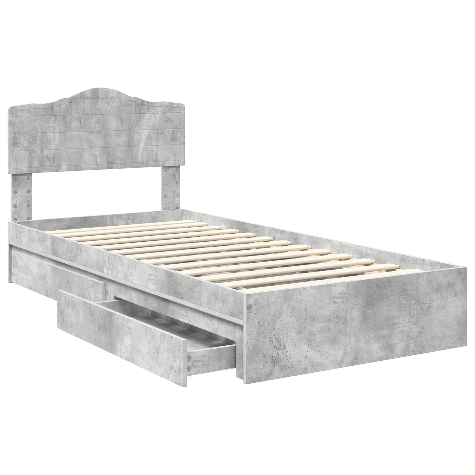 Aufbewahrungsbett Beton Grau 90 x 190 cm Holzwerkstoff