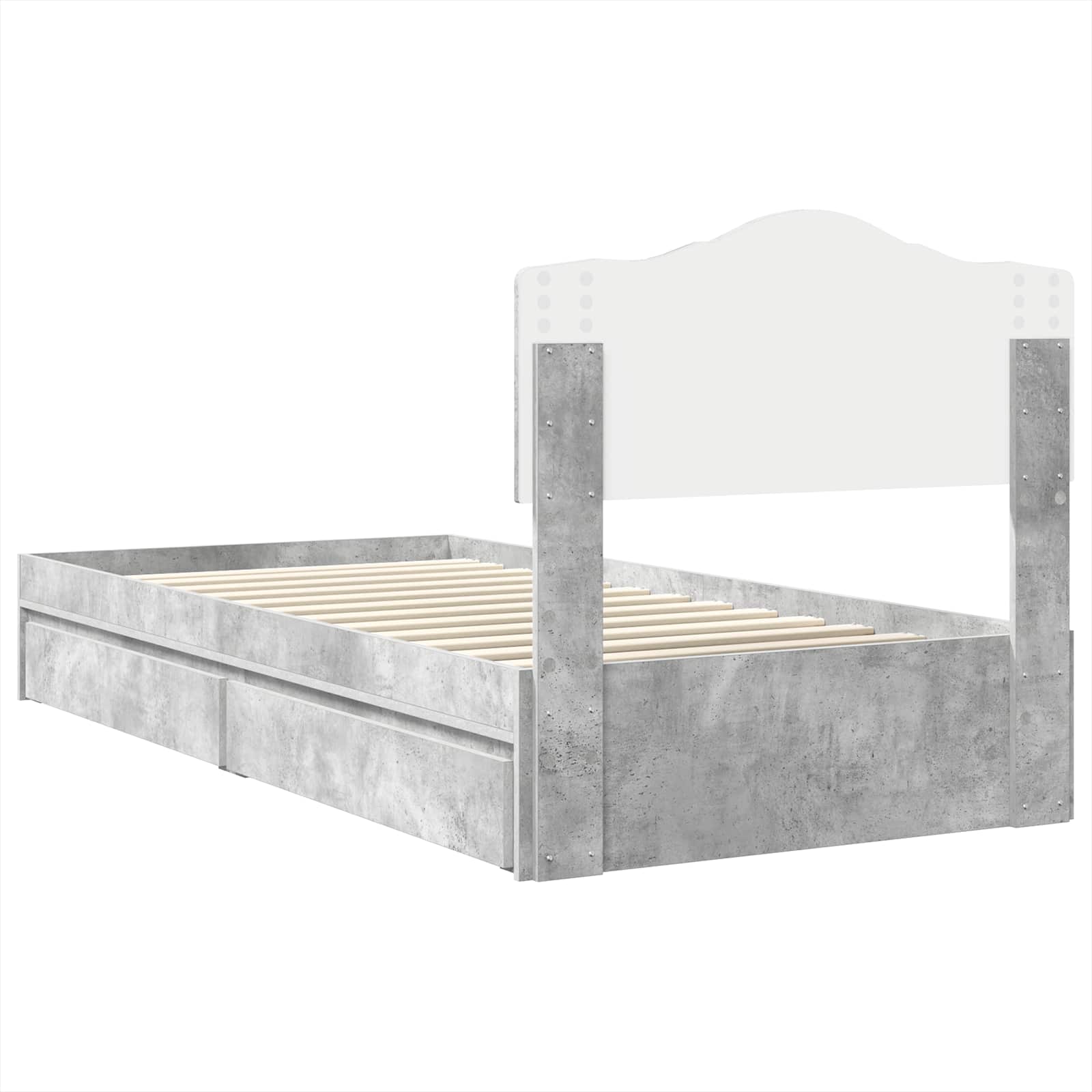 Aufbewahrungsbett Beton Grau 90 x 190 cm Holzwerkstoff