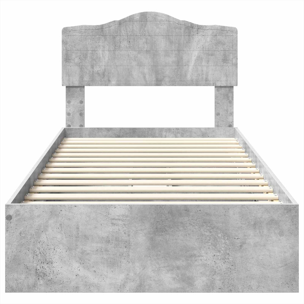 Aufbewahrungsbett Beton Grau 90 x 190 cm Holzwerkstoff
