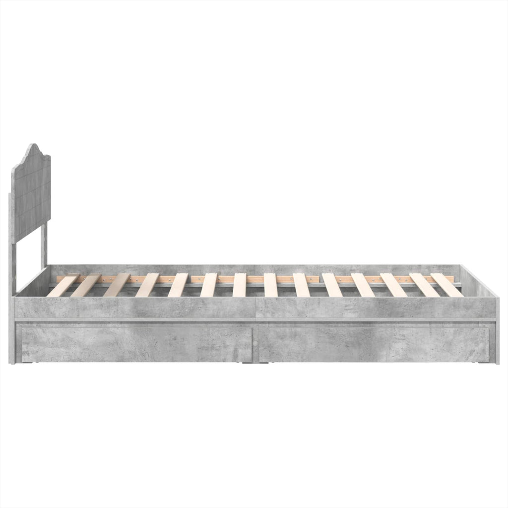 Aufbewahrungsbett Beton Grau 90 x 190 cm Holzwerkstoff