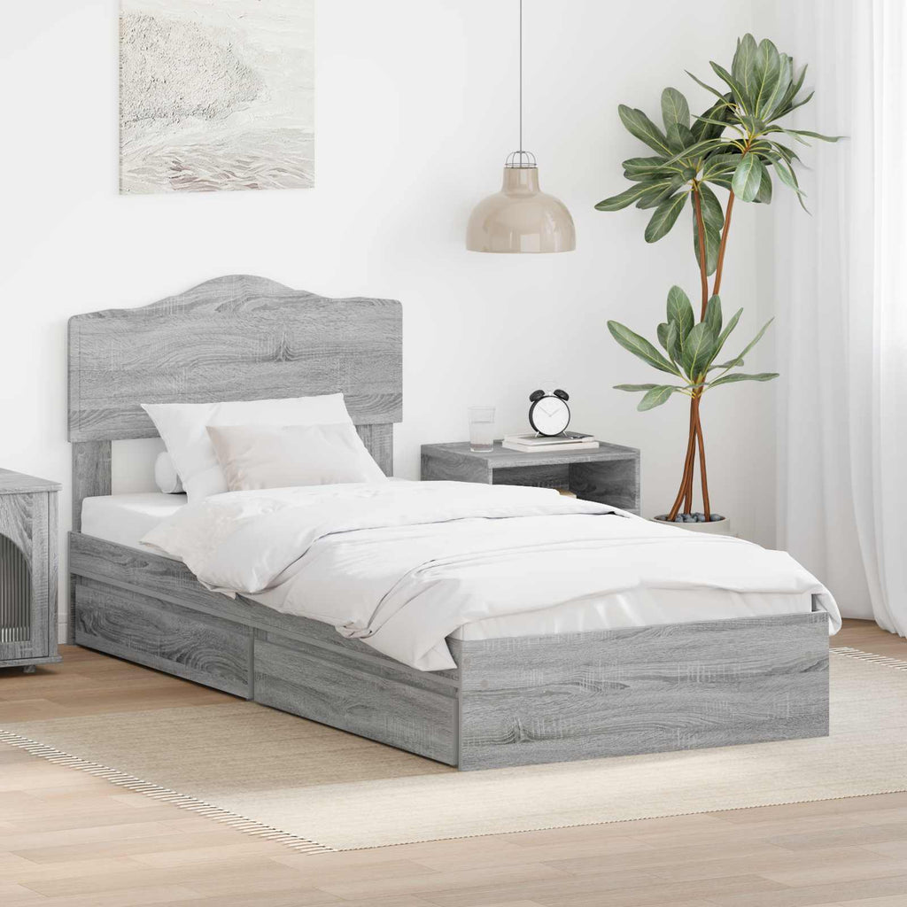 Aufbewahrungsbett Graues Sonoma 90 x 190 cm Holzwerkstoff