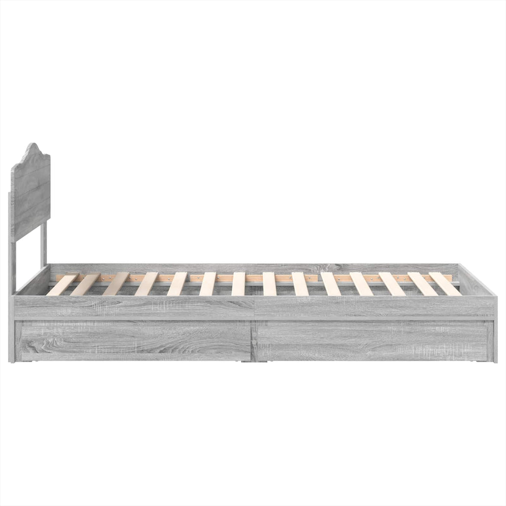 Aufbewahrungsbett Graues Sonoma 90 x 190 cm Holzwerkstoff