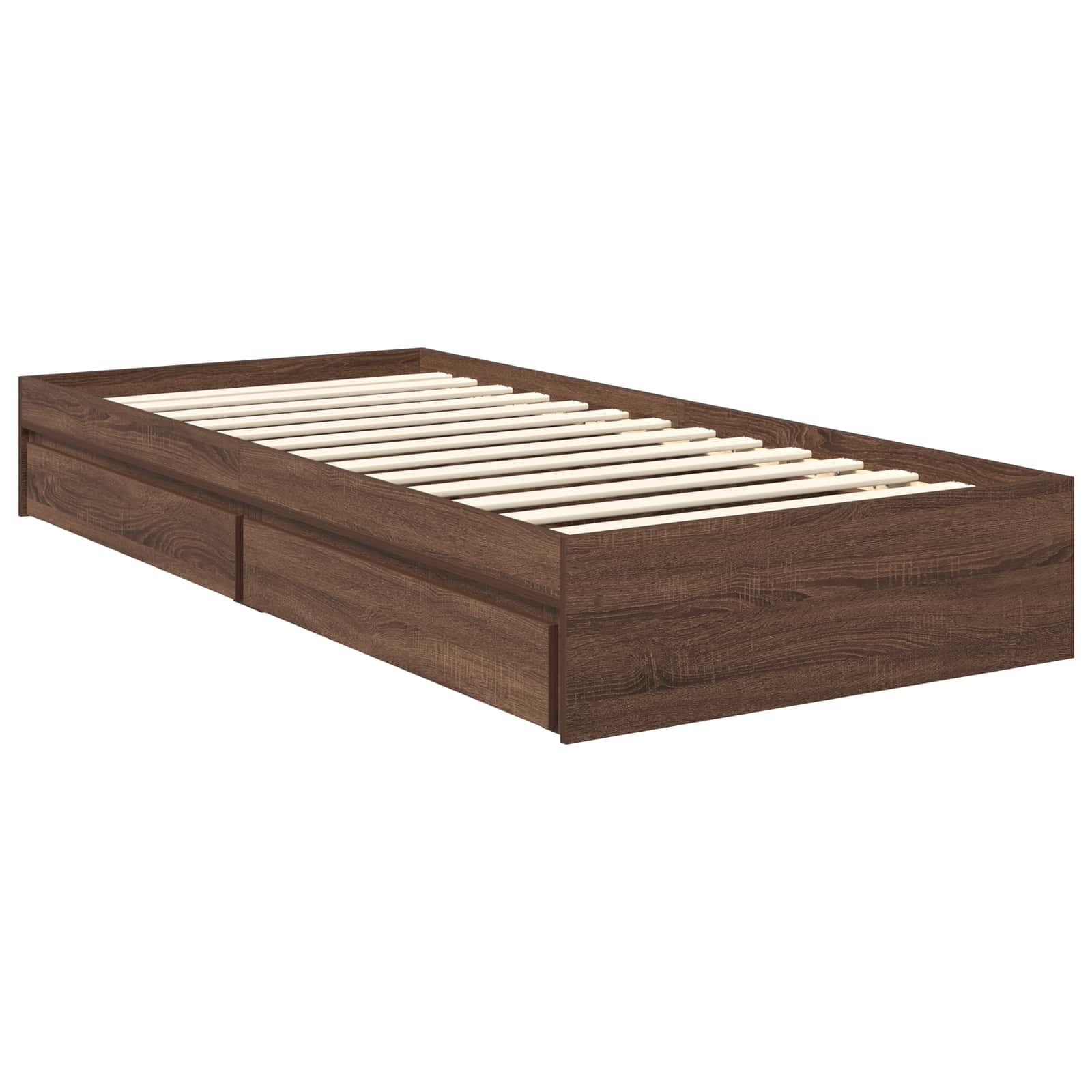 Aufbewahrungsbett Braun Eichen-Optik 90 x 190 cm Holzwerkstoff
