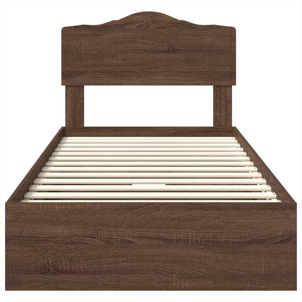 Aufbewahrungsbett Braun Eichen-Optik 90 x 190 cm Holzwerkstoff