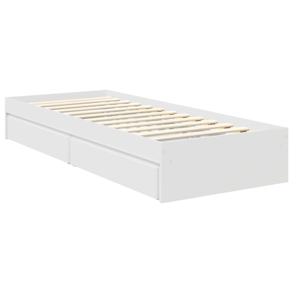 Aufbewahrungsbett mit Kopfteil Weiß 70 x 190 cm Holzwerkstoff