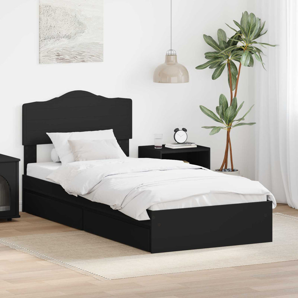 Aufbewahrungsbett Schwarz 70 x 190 cm Holzwerkstoff