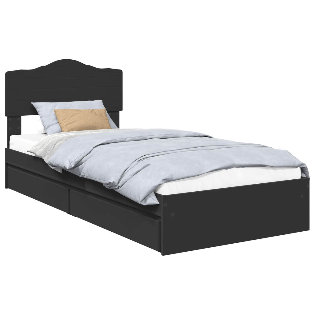 Aufbewahrungsbett Schwarz 70 x 190 cm Holzwerkstoff