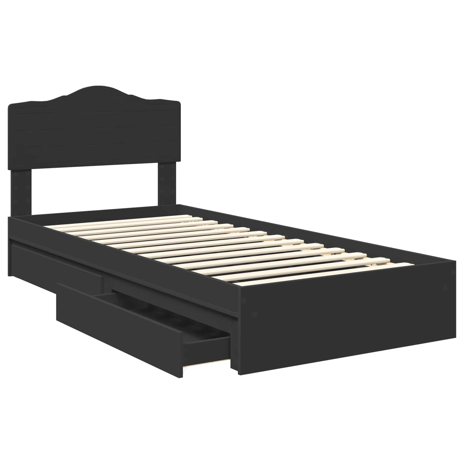 Aufbewahrungsbett Schwarz 70 x 190 cm Holzwerkstoff
