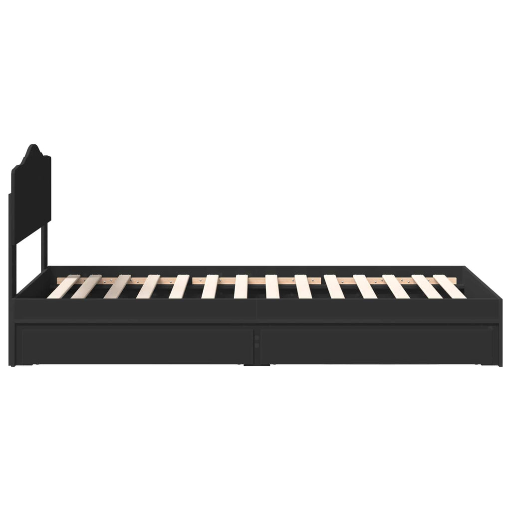 Aufbewahrungsbett Schwarz 70 x 190 cm Holzwerkstoff