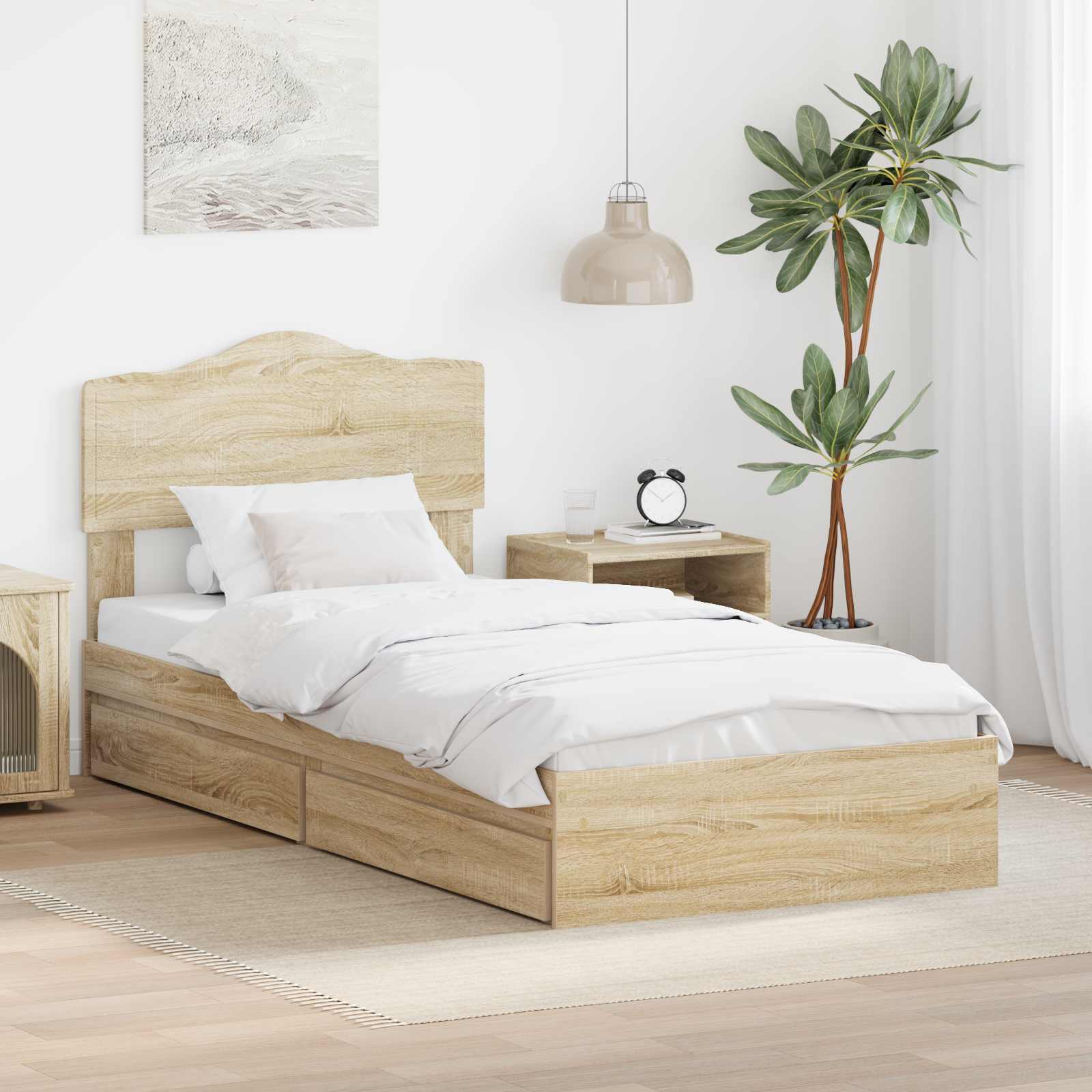Aufbewahrungsbett Sonoma-Eiche 70 x 190 cm Holzwerkstoff