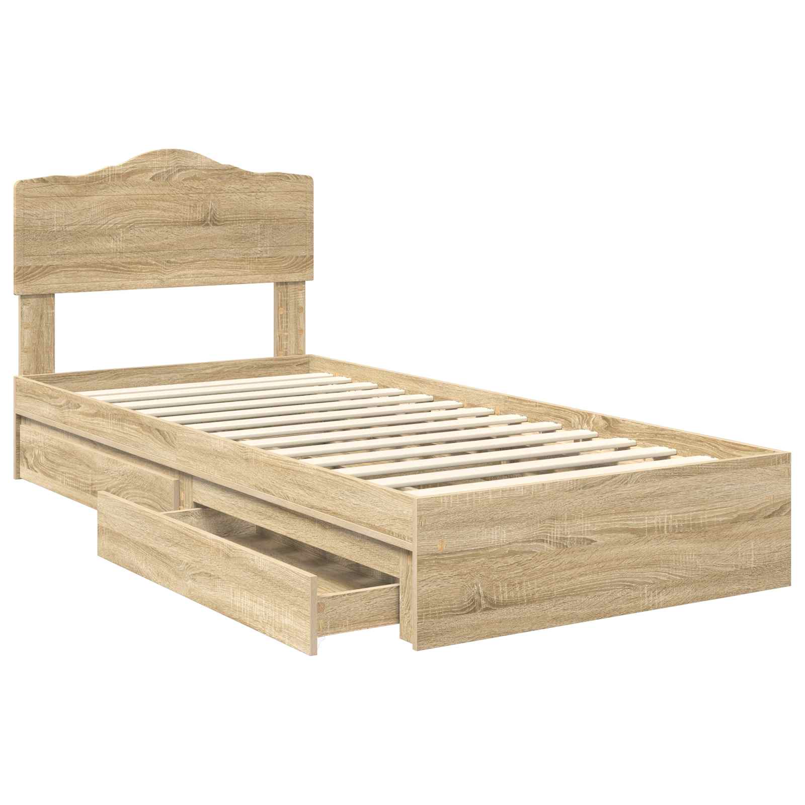 Aufbewahrungsbett Sonoma-Eiche 70 x 190 cm Holzwerkstoff