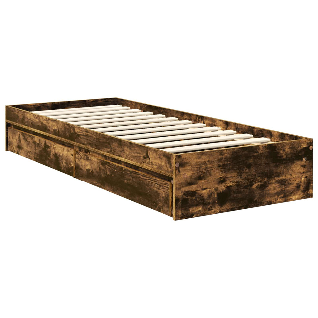 Aufbewahrungsbett Geräucherte Eiche 70 x 190 cm Holzwerkstoff