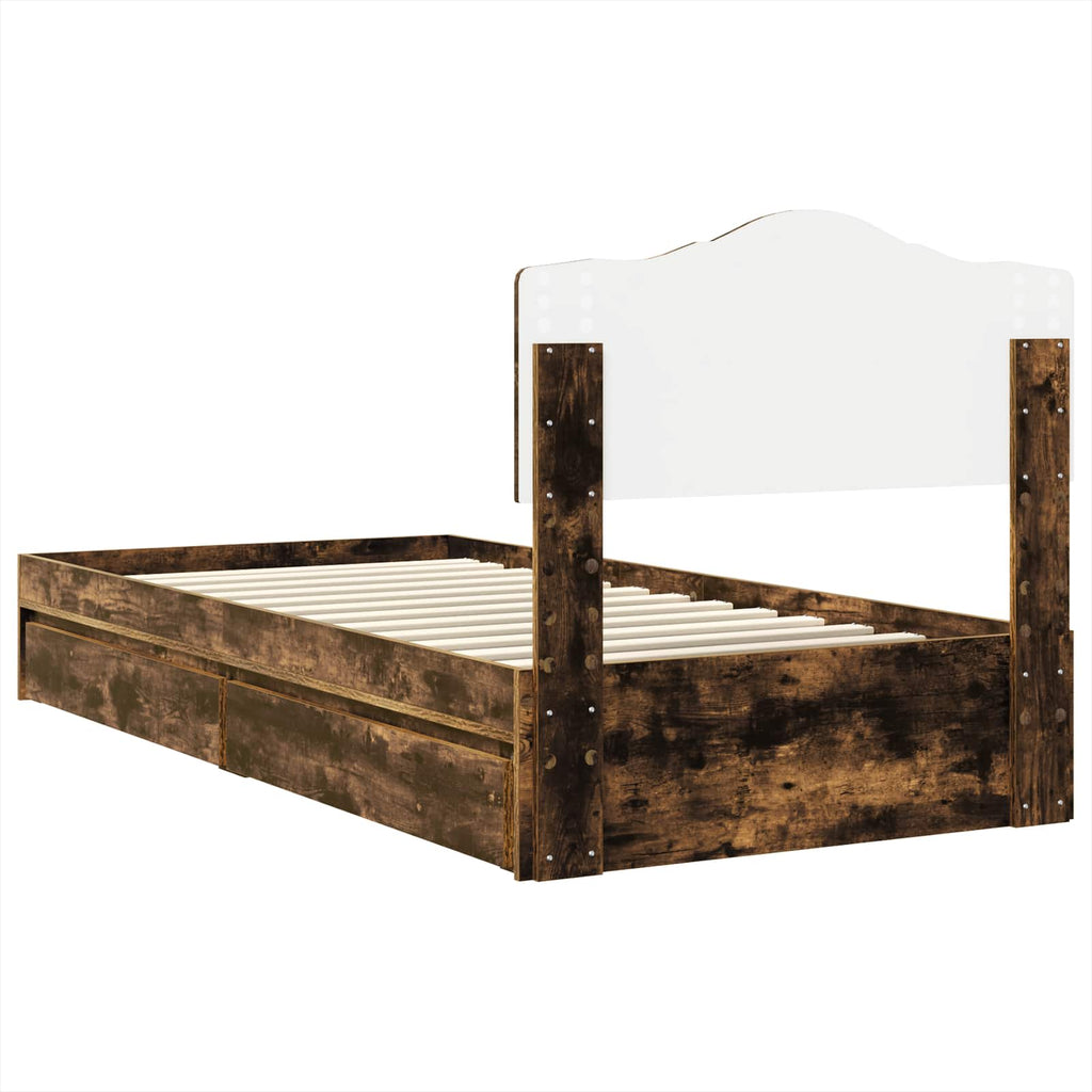 Aufbewahrungsbett Geräucherte Eiche 70 x 190 cm Holzwerkstoff