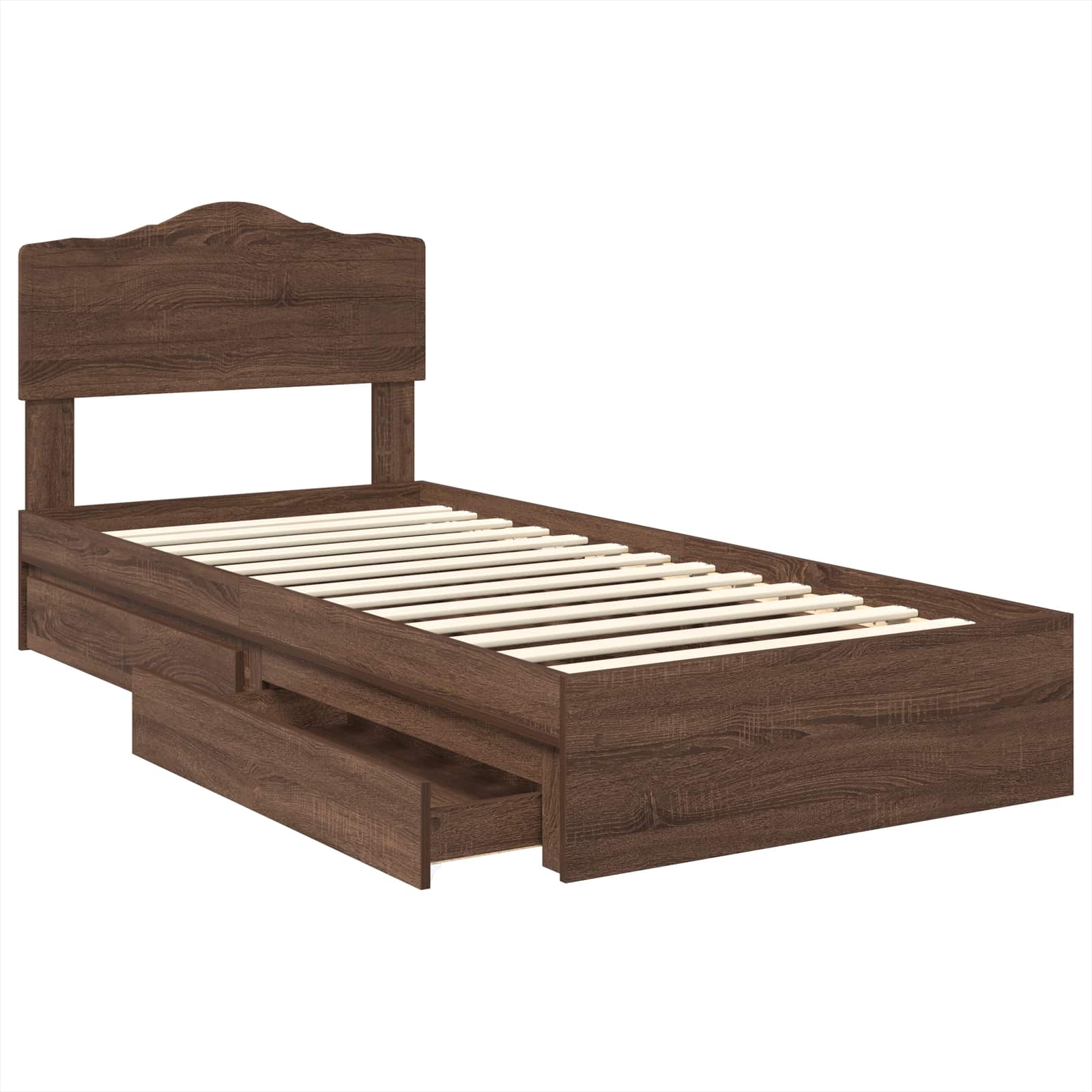 Aufbewahrungsbett Braun Eichen-Optik 70 x 190 cm Holzwerkstoff
