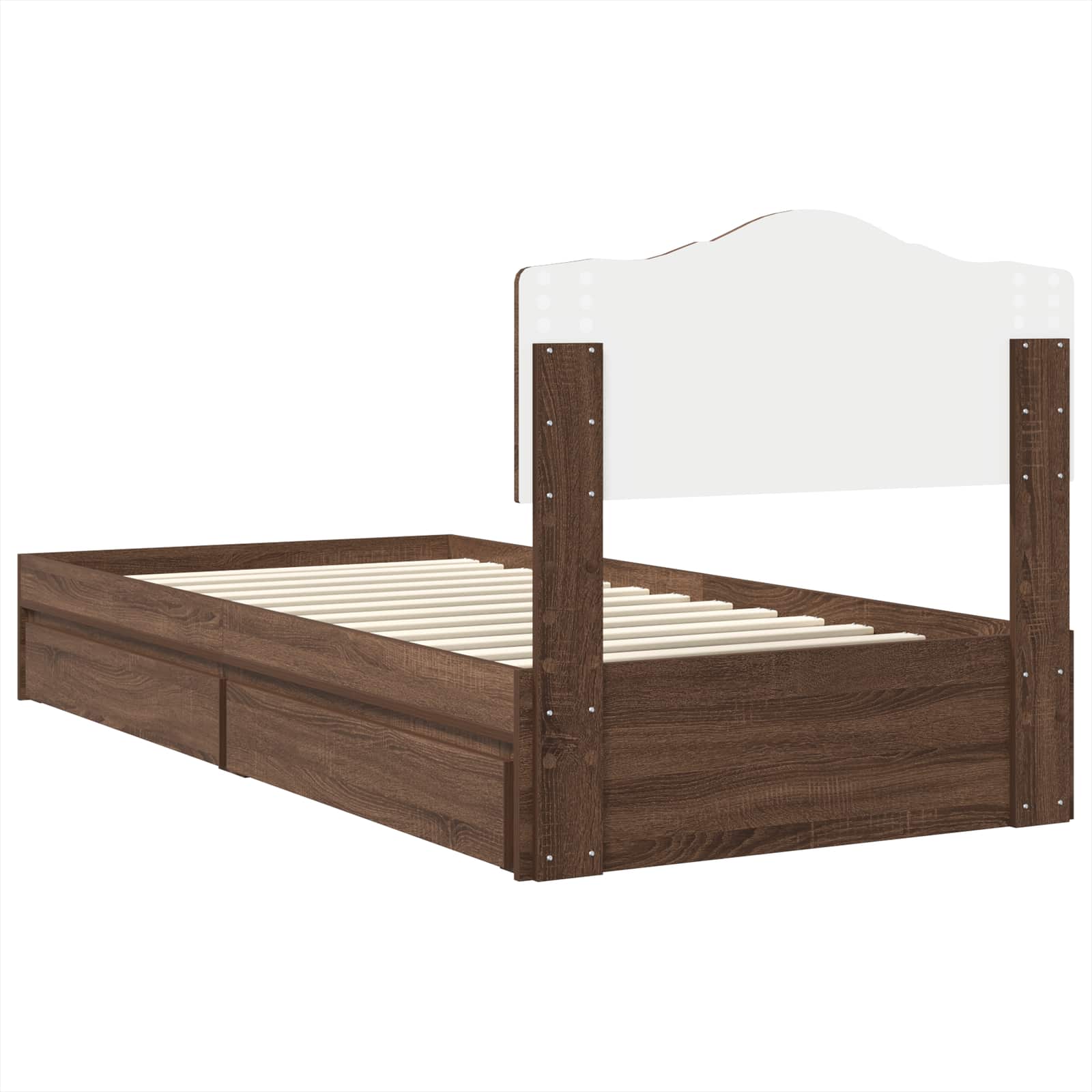 Aufbewahrungsbett Braun Eichen-Optik 70 x 190 cm Holzwerkstoff