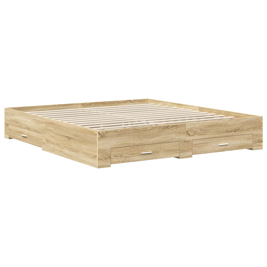 Bettrahmen mit Kopfteil Sonoma-Eiche 200 x 200 cm Holzwerkstoff